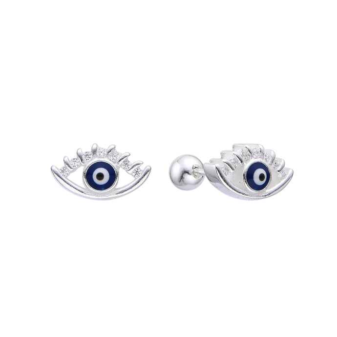 Zarcillos de Rosca de Ojo Turco con Circones en Plata 925