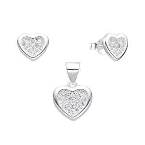 Juego de Corazón con Circones en Plata 925