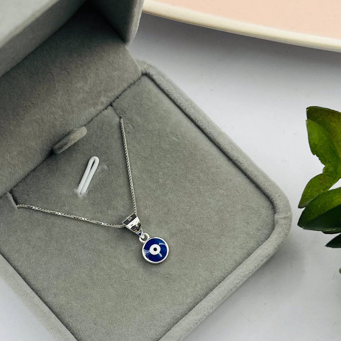 Cadena con Dije de Ojo Turco 7mm en Plata 925