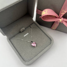 Cargar imagen en el visor de la galería, Cadena con Dije de Corazón Rosado 8mm en Plata 925

