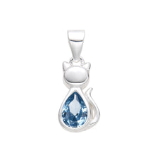 Cargar imagen en el visor de la galería, Cadena con Dije De Gato Circón Azul en Plata 925
