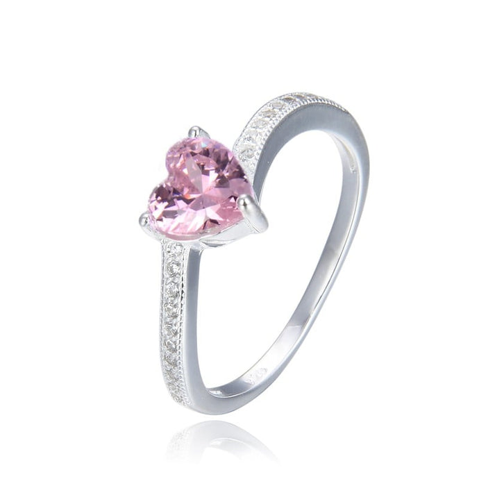 Anillo de Corazón Rosado en Plata 925