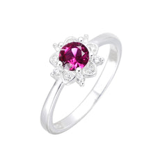 Cargar imagen en el visor de la galería, Anillo de Flor Color Fucsia en Plata 925
