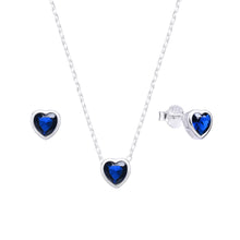 Cargar imagen en el visor de la galería, Juego de Corazón Azul 6mm en Plata 925
