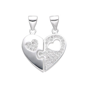 Cadena con Dije de Corazón Partido en Plata 925