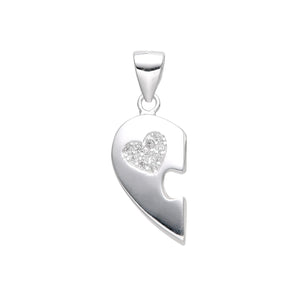 Cadena con Dije de Corazón Partido en Plata 925