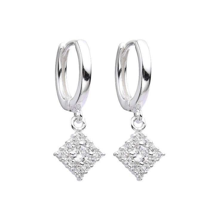 Argollas Huggies de Rombo 14mm en Plata 925