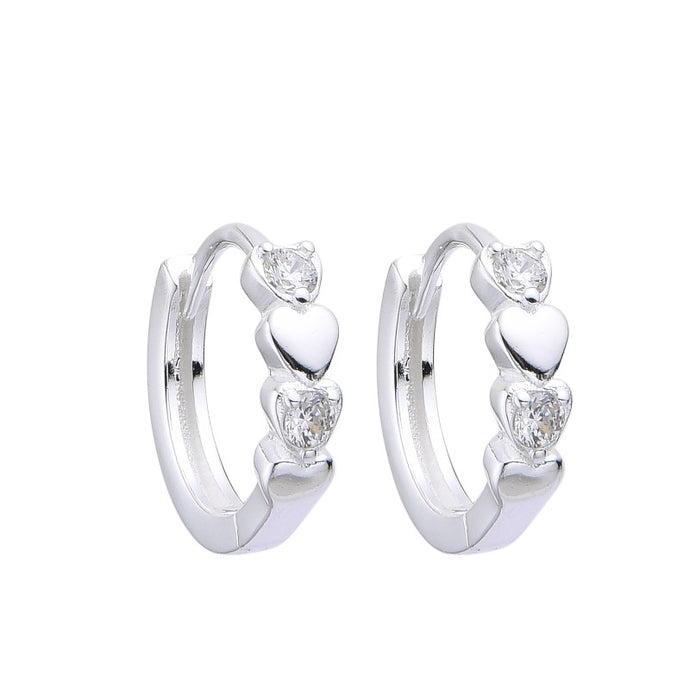 Argollas Huggies 16mm de Corazones en Plata 925