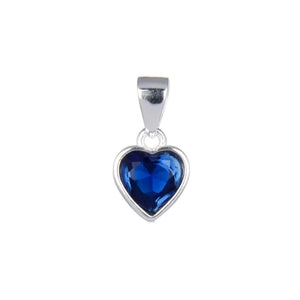 Cadena con Dije de Corazón Azul 6mm en Plata 925
