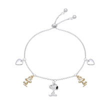 Cargar imagen en el visor de la galería, Pulsera Ajustable de Snoopy en Plata 925
