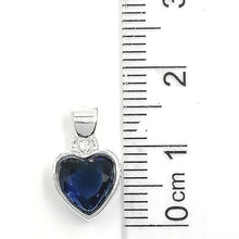 Cargar imagen en el visor de la galería, Cadena con Dije de Corazón Azul 6mm en Plata 925
