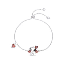 Cargar imagen en el visor de la galería, Pulsera Ajustable Snoopy con Corazones en Plata 925
