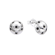 Cargar imagen en el visor de la galería, Zarcillos de Pelota de Futbol 9mm en Plata 925
