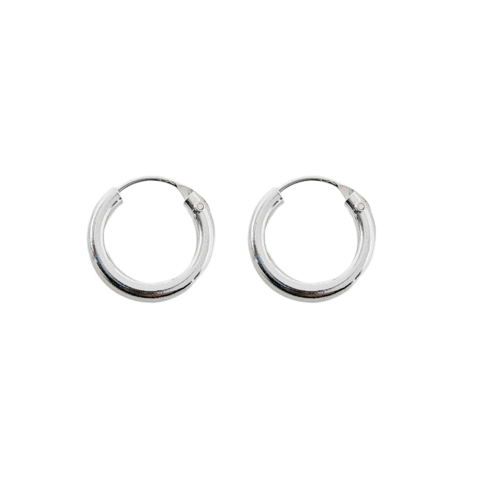 Argollas Lisas 14mm Modelo Hanna en Plata 925