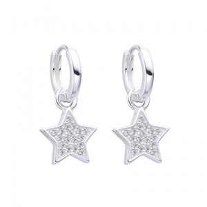 Argollas Huggies 12mm con Estrella en Plata 925