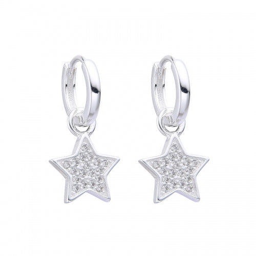 Argollas Huggies 12mm con Estrella en Plata 925