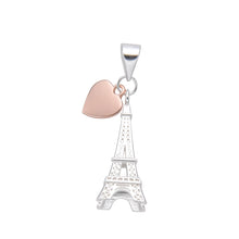 Cargar imagen en el visor de la galería, Cadena con Dije de Torre Eiffel y Corazón en Plata 925
