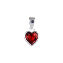 Cargar imagen en el visor de la galería, Cadena con Dije de Corazón Rojo 6mm en Plata 925
