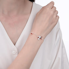 Cargar imagen en el visor de la galería, Pulsera Ajustable Snoopy con Corazones en Plata 925
