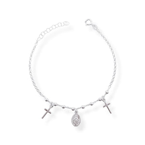 Pulsera Virgen de La Milagrosa con Cruces en Plata 925