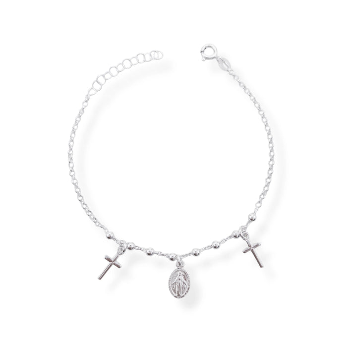 Pulsera Virgen de La Milagrosa con Cruces en Plata 925