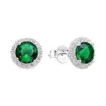 Cargar imagen en el visor de la galería, Zarcillos Redondo Verde 8mm en Plata 925
