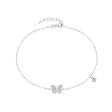 Cargar imagen en el visor de la galería, Tobillera de Mariposa y Punto luz en Plata 925

