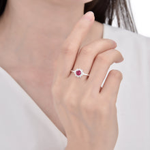 Cargar imagen en el visor de la galería, Anillo de Flor Color Fucsia en Plata 925
