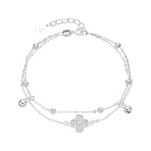Cargar imagen en el visor de la galería, Pulsera Doble de Bolitas y Flor VAN en Plata 925
