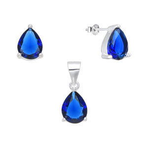 Juego de Gota Azul 7x9mm en Plata 925