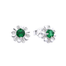 Cargar imagen en el visor de la galería, Zarcillos de Flor Verde con Circones en Plata 925
