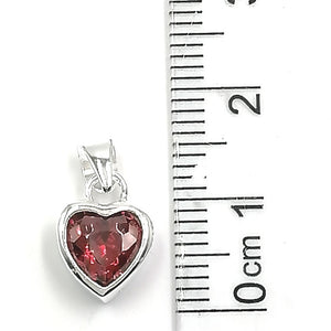 Cadena con Dije de Corazón Rojo 6mm en Plata 925