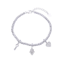 Cargar imagen en el visor de la galería, Pulsera de Bolitas Diamantadas con Dijes en Plata 925
