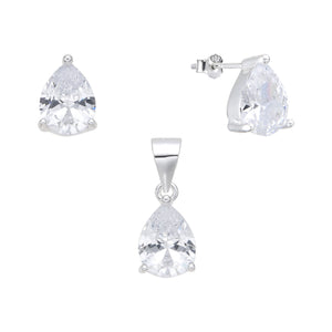 Juego de Gota Blanco 7x9mm en Plata 925