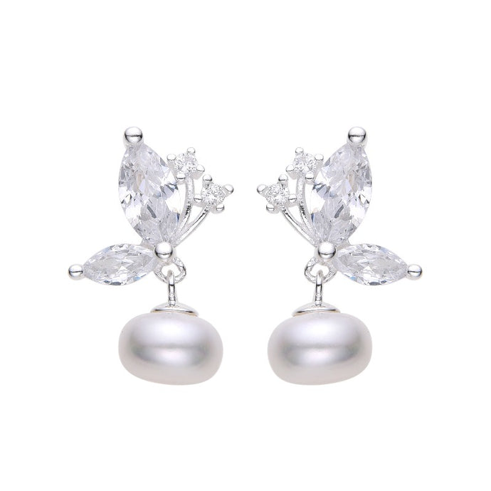 Zarcillos de Mariposa y Perla en Plata 925