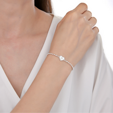 Cargar imagen en el visor de la galería, Pulsera de Bolitas 2.5mm con Corazón en Plata 925
