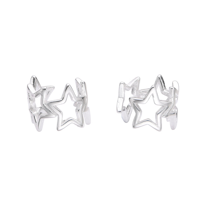 Zarcillos de Presión (Ear-Cuff) con Estrellas en Plata 925