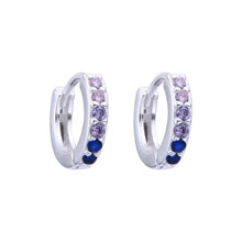 Cargar imagen en el visor de la galería, Argollas Huggies 10mm Multicolor en Plata 925
