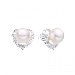 Zarcillos de Corazón y Perla en Plata 925