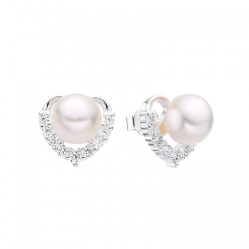 Zarcillos de Corazón y Perla en Plata 925