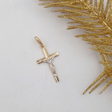 Cargar imagen en el visor de la galería, Dije de Cruz con Cristo Oro Blanco- Oro 18k
