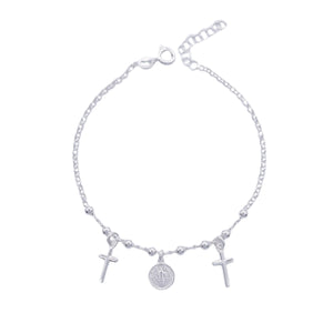 Pulsera de San Benito con Cruces en Plata 925