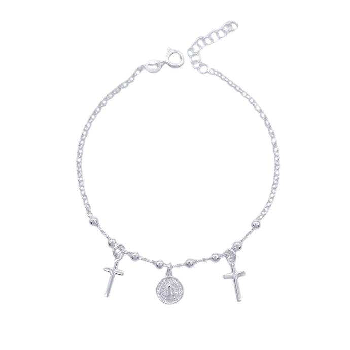 Pulsera de San Benito con Cruces en Plata 925