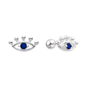 Zarcillos de Rosca de Ojo Turco en Plata 925