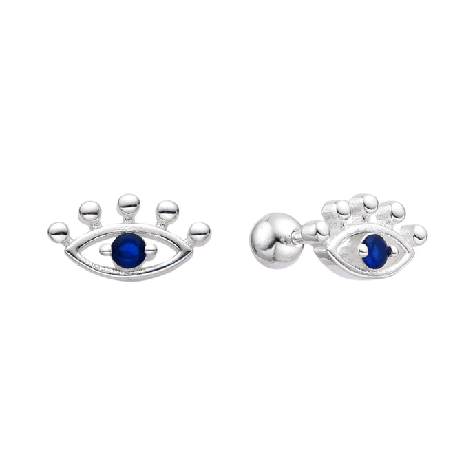 Zarcillos de Rosca de Ojo Turco en Plata 925