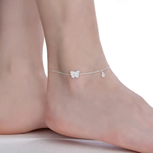 Tobillera de Mariposa y Punto luz en Plata 925