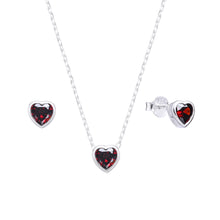 Cargar imagen en el visor de la galería, Juego de Corazón Rojo 6mm en Plata 925
