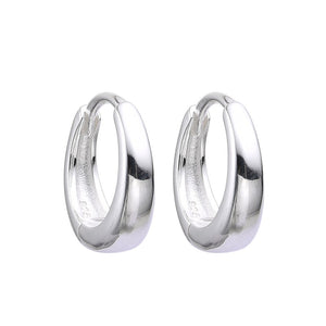 Argollas Huggies Lisas 14mm en Plata 925