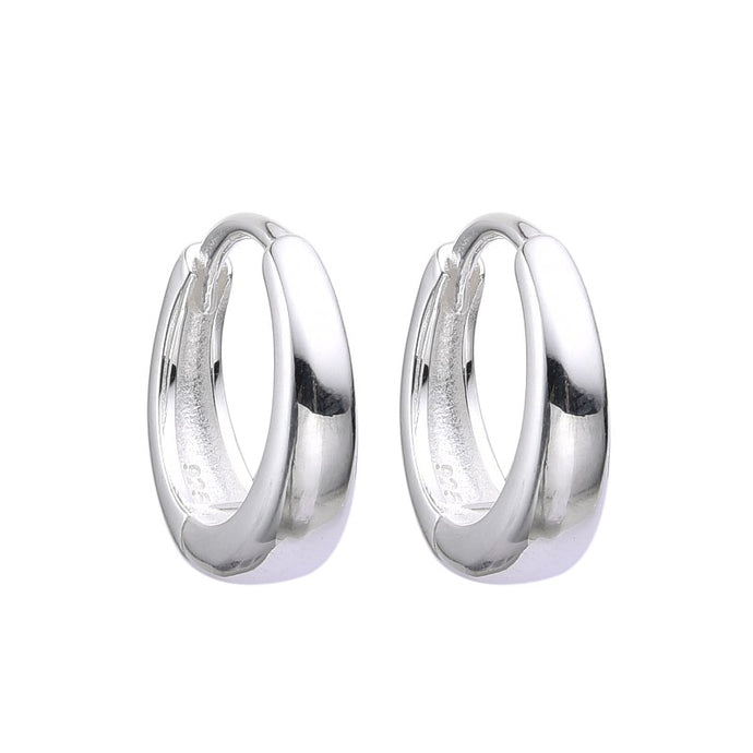 Argollas Huggies Lisas 14mm en Plata 925