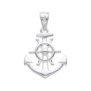 Cadena con Dije de Ancla y Timón en Plata 925